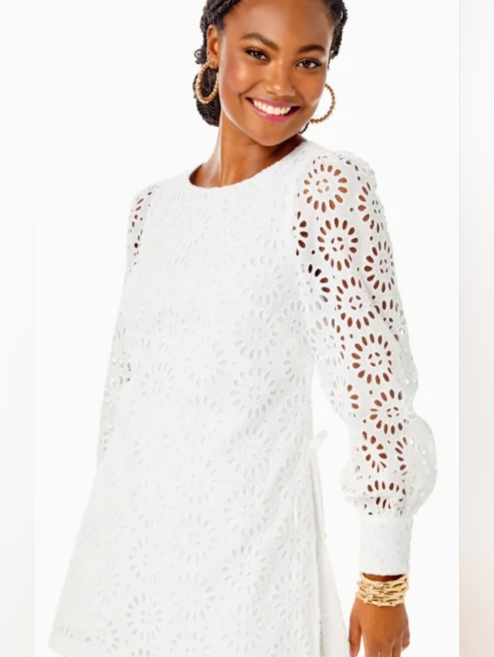 Lilly Pulitzer Aisha "Resort White" intricate white eyelet lace romper